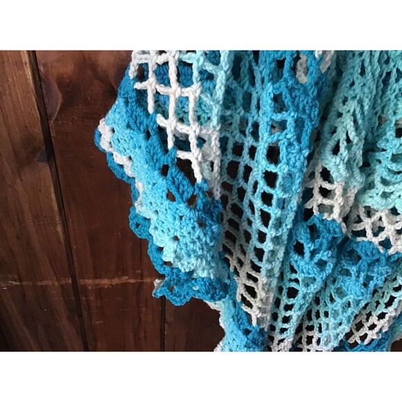 Handmade Crochet Sweater Vest Size S-M Blue Ombré Fairy Boho Gypsy Granny - Picture 6 of 7